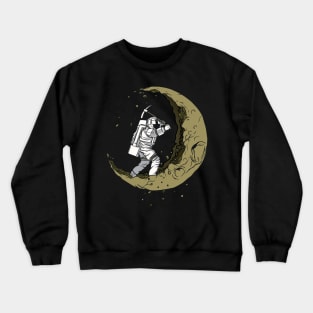 Crescent Moon Astronaut in Space Crewneck Sweatshirt